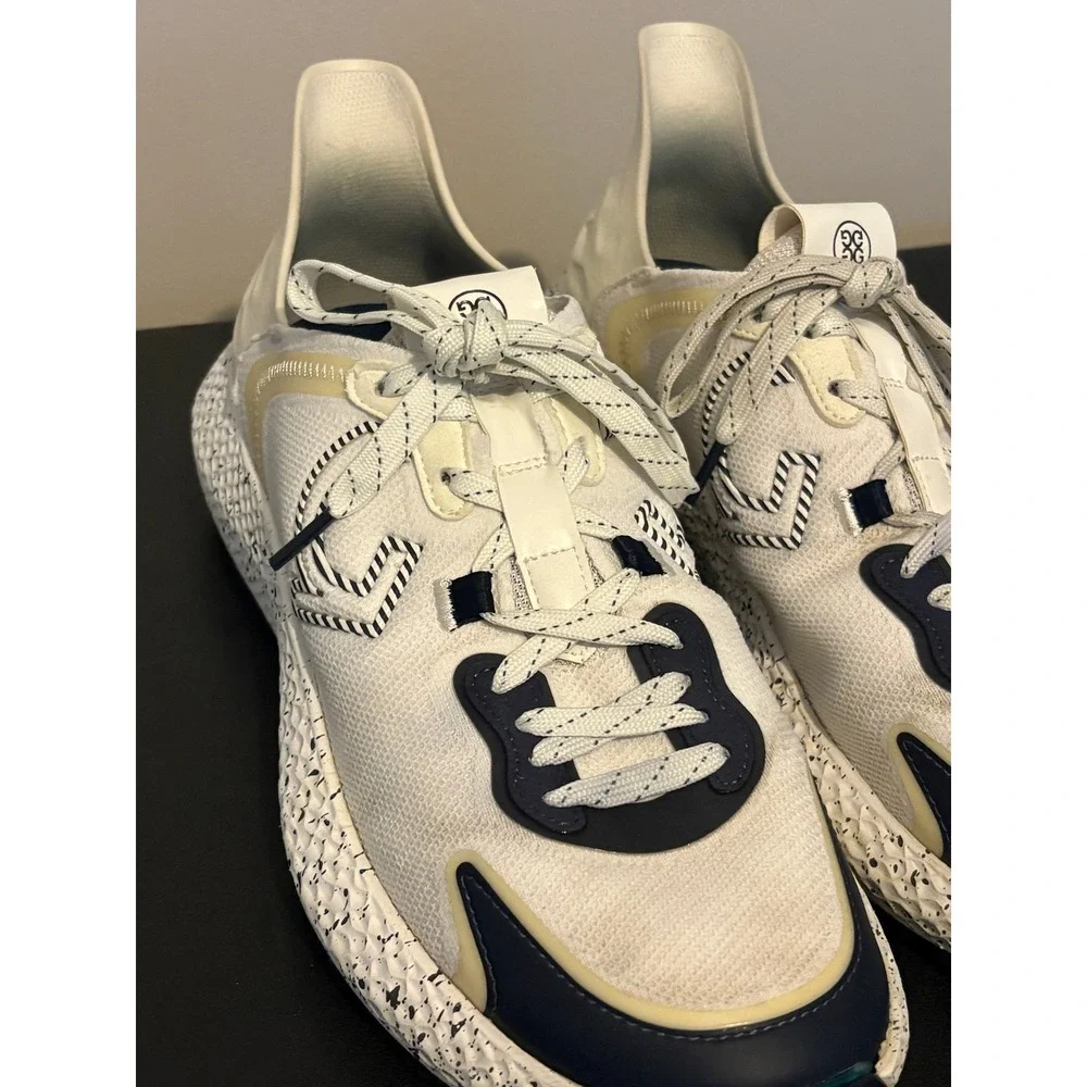 G/FORE MG4+ Golf Shoes Mens 10 Twilight White Navy Spikeless G4MS22EF42